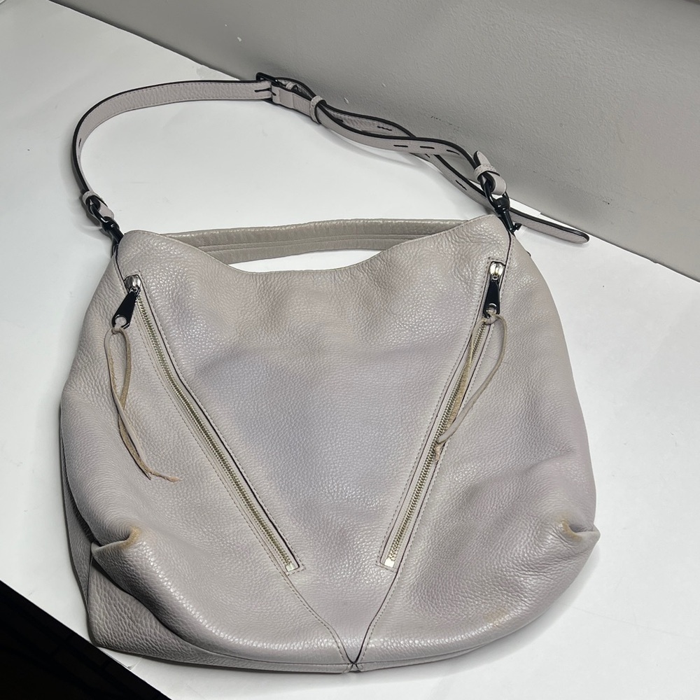 Rebecca Minkoff Large Pebble Gray Moto Shoulder Crossbody Hobo Bag